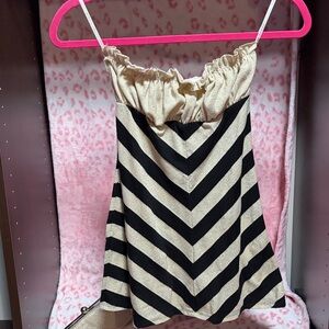 Alexia Admor Gold and Black Chevron Blouse